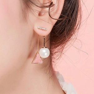 Pearl & Rhinestone Geometric Earrings